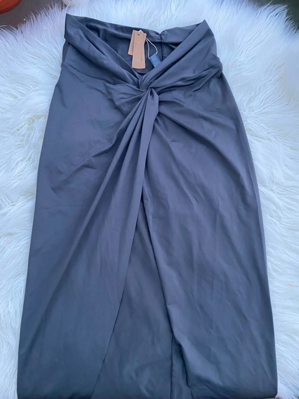 SKIMS Charcoal Gray Twist-Front Swim Sarong